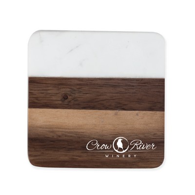 Twine Living® Marble & Acacia Coaster Set